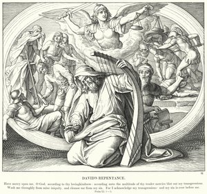 Pokuta Dawida (rycina) autorstwa Julius (after) Schnorr von Carolsfeld