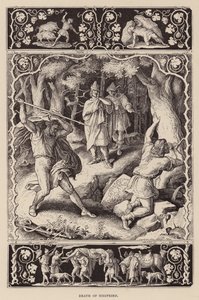 Śmierć Zygfryda (rycina) autorstwa Julius (after) Schnorr von Carolsfeld