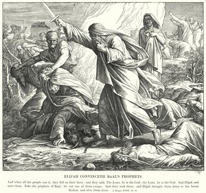 Eliasz przekonuje proroków Baala (rycina) autorstwa Julius (after) Schnorr von Carolsfeld