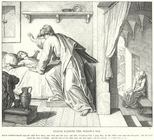 Eliasz Wychowa Syn Wdowy (rycina) autorstwa Julius (after) Schnorr von Carolsfeld