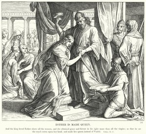 Estera staje się królową (rycina) autorstwa Julius (after) Schnorr von Carolsfeld