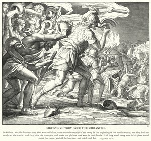 Zwycięstwo Gedeona nad Midianitami (rycina) autorstwa Julius (after) Schnorr von Carolsfeld