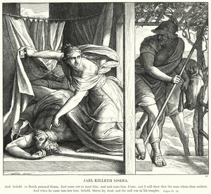 Jael Killeth Sisera (rycina) autorstwa Julius (after) Schnorr von Carolsfeld