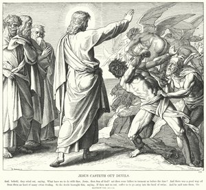 Jezus wypędza diabły (rycina)
