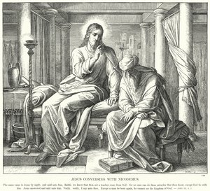 Jezus rozmawia z Nikodemem (rycina) autorstwa Julius (after) Schnorr von Carolsfeld