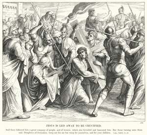 Jezus zostaje wyprowadzony na ukrzyżowanie (rycina) autorstwa Julius (after) Schnorr von Carolsfeld