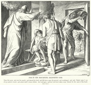 Hiob w swojej żałobie błogosławi Boga (rycina) autorstwa Julius (after) Schnorr von Carolsfeld