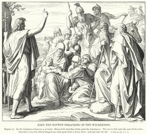 Głoszenie Jana Chrzciciela na pustkowiu (rycina) autorstwa Julius (after) Schnorr von Carolsfeld