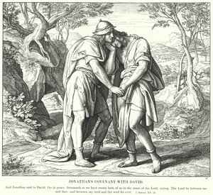 Przymierze Jonatana z Dawidem (rycina) autorstwa Julius (after) Schnorr von Carolsfeld