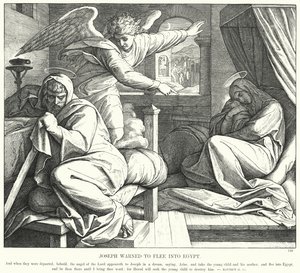 Józef ostrzegał przed ucieczką do Egiptu (rycina) autorstwa Julius (after) Schnorr von Carolsfeld