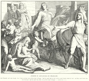 Józef jest zaawansowany przez faraona (rycina) autorstwa Julius (after) Schnorr von Carolsfeld