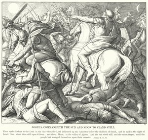 Joshua nakazuje Słońcu i Księżycowi stać w miejscu (rycina) autorstwa Julius (after) Schnorr von Carolsfeld