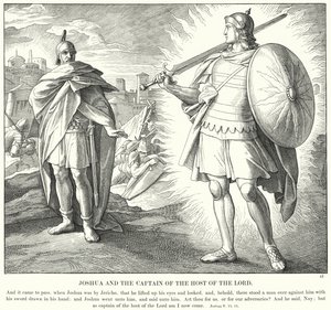 Jozue i Wódz Zastępu Pańskiego (rycina) autorstwa Julius (after) Schnorr von Carolsfeld