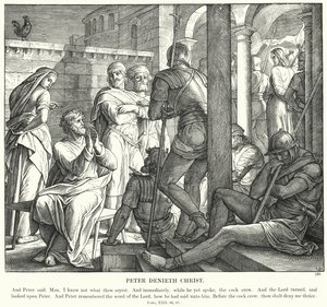 Piotr zaprzecza Chrystusowi (rycina) autorstwa Julius (after) Schnorr von Carolsfeld