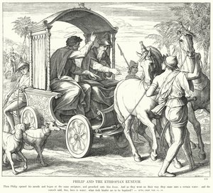 Filip i etiopski eunuch (grafika) autorstwa Julius (after) Schnorr von Carolsfeld