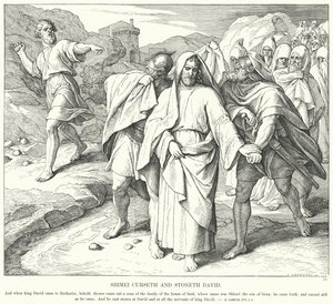Shimei Curseth i Stoneth David (rycina) autorstwa Julius (after) Schnorr von Carolsfeld