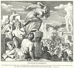 Śmierć Abimelecha (rycina) autorstwa Julius (after) Schnorr von Carolsfeld