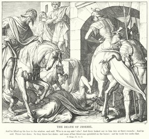 Śmierć Jesebel (rycina) autorstwa Julius (after) Schnorr von Carolsfeld