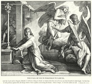 Samuel przepowiedział upadek Heli (rycina) autorstwa Julius (after) Schnorr von Carolsfeld
