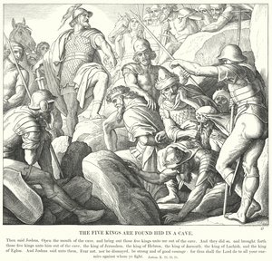 Pięciu królów zostało znalezionych ukrytych w jaskini (rycina) autorstwa Julius (after) Schnorr von Carolsfeld