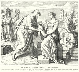 Spotkanie sługi Abrahama i Rebeki (rycina) autorstwa Julius (after) Schnorr von Carolsfeld