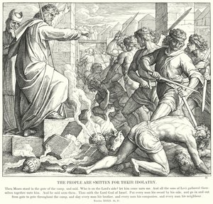 Lud jest urażony za bałwochwalstwo (rycina) autorstwa Julius (after) Schnorr von Carolsfeld