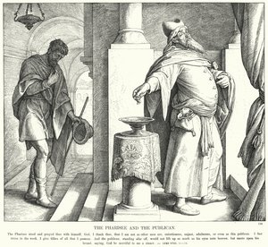 Faryzeusz i celnik (rycina) autorstwa Julius (after) Schnorr von Carolsfeld
