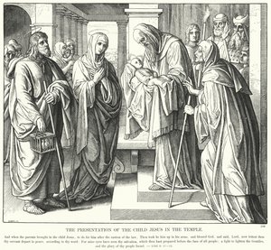 Ofiarowanie Dzieciątka Jezus w Świątyni (rycina) autorstwa Julius (after) Schnorr von Carolsfeld