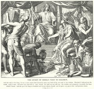 Wizyta królowej Saby u Salomona (rycina) autorstwa Julius (after) Schnorr von Carolsfeld