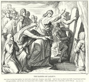 Wskrzeszenie Łazarza (rycina) autorstwa Julius (after) Schnorr von Carolsfeld
