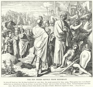 Rewolta dziesięciu plemion z Rechoboama (rycina) autorstwa Julius (after) Schnorr von Carolsfeld