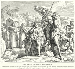Wody Jordanu są podzielone (rycina) autorstwa Julius (after) Schnorr von Carolsfeld
