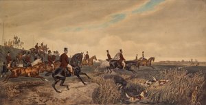 Cesarz Franciszek Józef I z cesarzową Elżbietą podczas polowania na parforce, 1880. autorstwa Julius Blaas von