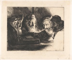 Pięciu czytających żydowskich mężczyzn autorstwa Julius C. Turner (signed by artist)