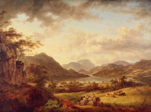 Widok na Ullswater z Gowbarrow, 1801 autorstwa Julius Caesar Ibbetson