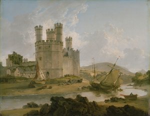 Zamek Caernarvon autorstwa Julius Caesar Ibbetson