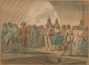 Ceremonia przekroczenia linii na pokładzie statku „Vestal” autorstwa Julius Caesar Ibbetson