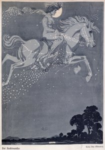 Nocny wędrowiec (kolorowa litografia) autorstwa Julius Diez