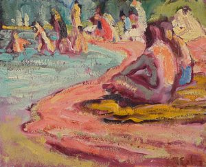 Kąpiących się na plaży autorstwa Julius Exter
