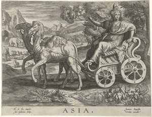 Azja Azja (tytuł na obiekcie) Cztery kontynenty (tytuł serii) autorstwa Julius Goltzius