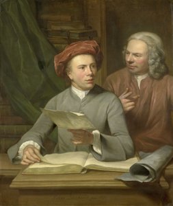 Autoportret. Obok Artysty stoi jego Ojciec i Nauczyciel Jan Maurits Quinkhard (1688-1772) autorstwa Julius Henricus Quinkhard