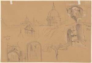Studia nad Koloseum i Monte Pincio (verso) autorstwa Julius Jacob the Elder