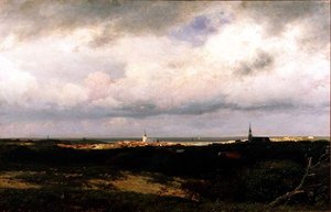 Widok na wybrzeże w pobliżu Hagi autorstwa Julius Jacobus de Sande Bakhuizen