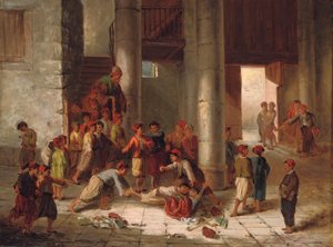Psoty na szkolnym dziedzińcu autorstwa Julius Joseph Gaspard Starck