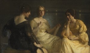 Młode kobiety. Od lewej: Karen Bramsen; żona artysty Esther z domu Lange; Johanne Muncha-Petersena.