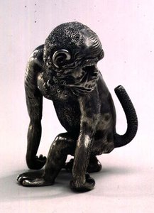 Figura małpy wykonana dla Faberge, ok. 1896-1908 (srebro) autorstwa Julius Rappoport