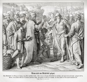 Abraham jest błogosławiony przez Melchizedeka, Księga Rodzaju autorstwa Julius Schnorr von Carolsfeld