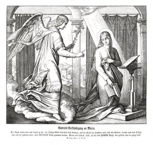 Zwiastowanie, Ewangelia Łukasza autorstwa Julius Schnorr von Carolsfeld