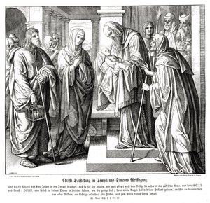 Chrystus przedstawiony w świątyni, Ewangelia Łukasza autorstwa Julius Schnorr von Carolsfeld