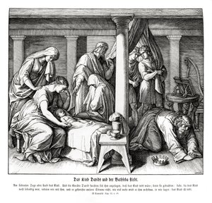 Umiera dziecko Dawida i Batszeby, 2 Samuela autorstwa Julius Schnorr von Carolsfeld